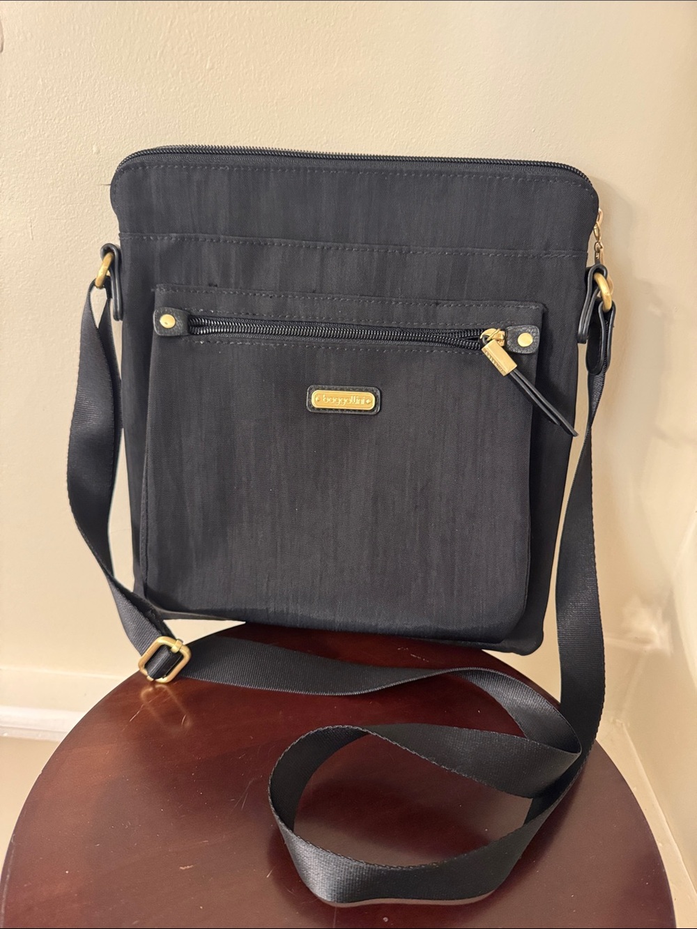 Baggallini Black Crossbody Messenger Bag with Gold Accents